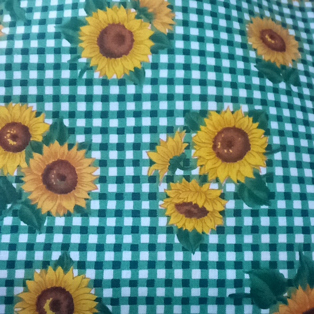Sunflower 🌻 and Green Checkers Fabric